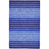 5' X 8' Striped Hand-Tufted Wool/Cotton Blue Area Rug
