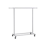 Heavy Duty Chrome Plated Silver Metal Garment Rack Clothes Hanging Bar on Wheels