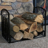 Black Metal Indoor Outdoor 2-Ft Firewood Holder Log Rack