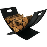 Modern Outdoor Indoor Heavy Duty Black Steel Firewood Log Holder Rack