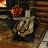 Modern Outdoor Indoor Heavy Duty Black Steel Firewood Log Holder Rack