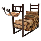 Bronze Metal Indoor/Outdoor Firewood Log Rack with Removeable Kindle Holder