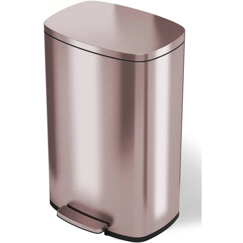 13-Gallon Copper Rose Gold Stainless Steel Step Trash Can with Deodorizer Filter