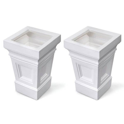 Set of 2 - 24 inch High Self Watering Planter Box in White Plastic Resin