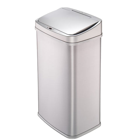 Silver 13-Gallon Stainless Steel Kitchen Trash Can with Motion Sensor Lid