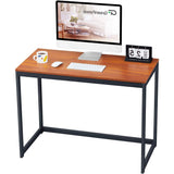 Compact Modern Home Office Laptop Computer Desk Table Metal Frame Wood Top
