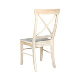 Set of 2 - Unfinished Wood Dining Chairs with X-Back Seat Backrest