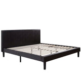 Full size Modern Platform Bed with Espresso Faux Leather Headboard