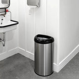 Stainless Steel Black Open Top 13-Gallon Kitchen Trash Can with No Lid