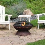 25 Inch Copper Chalice Steel Fire Pit with Spark Screen