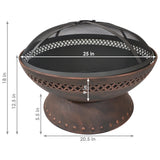 25 Inch Copper Chalice Steel Fire Pit with Spark Screen