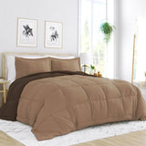King/Cal King 3-Piece Microfiber Reversible Comforter Set in Taupe Brown