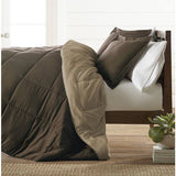 Full/Queen 3-Piece Microfiber Reversible Comforter Set in Taupe Brown