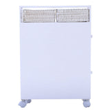 White Bathroom Storage Floor Cabinet with Baskets and Casters