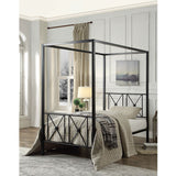 Twin size Black Metal Canopy Bed Frame with Medallion Accents