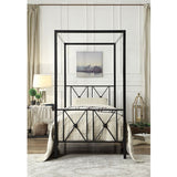 Twin size Black Metal Canopy Bed Frame with Medallion Accents