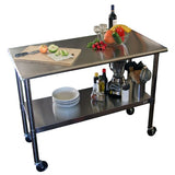 Stainless Steel 2-ft Kitchen Island Cart Prep Table with Casters