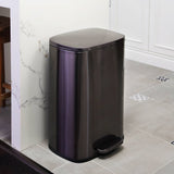 13 Gallon Black Stainless Steel Kitchen Trash Can with Step Open Lid