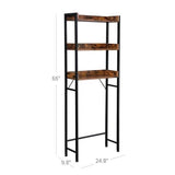 Rustic Farmhouse 3 Tier Over The Toilet Metal Wood Storage Shelves Shelving Unit