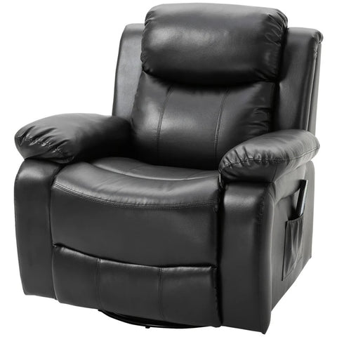Adjustable Black Faux Leather Remote Massage Recliner Chair w/ Footrest