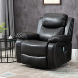 Adjustable Black Faux Leather Remote Massage Recliner Chair w/ Footrest