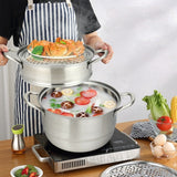 3 Tier Large Stainless Steel Steamer Cookware Set