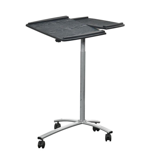Adjustable Laptop Computer Cart Desk Stand in Graphite Wood Grain