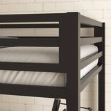 Twin over Twin Modern Metal Bunk Bed Frame in Black Finish with Ladder
