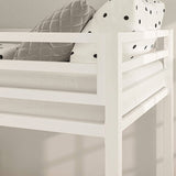 Twin over Twin Modern Metal Bunk Bed Frame in White with Ladder