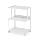 Modern White Metal 3-Shelf Printer Stand Mobile Desk Organizer Cart on Wheels