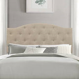 Twin Size Beige Fabric Upholstered Button-Tufted Adjustable Height Headboard