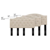 Twin Size Beige Fabric Upholstered Button-Tufted Adjustable Height Headboard
