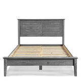 Twin Size Coastal Dorm Farmhouse Solid Pine Wood Platform Bed in Rustic Grey