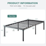 Twin 18-inch High Metal Platform Bed Frame with Under-bed Storage Space