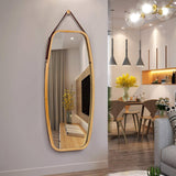 Wall Hanging Bedroom Bathroom Rectangular Mirror with Bamboo Frame 39 x 18 inch