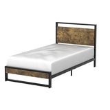 Twin Modern Farmhouse Platform Bed Frame with Wood Panel Headboard Footboard