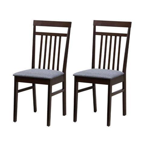 Set of 2 - Classic Sturdy Wood Dining Chair with Grey Upholstered Seat Cushion