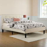 Queen size Taupe Beige Upholstered Platform Bed Frame with Headboard