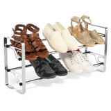 Chrome 2-Tier Modern Metal Shoe Rack - Hold up to 7 Pair of Shoes