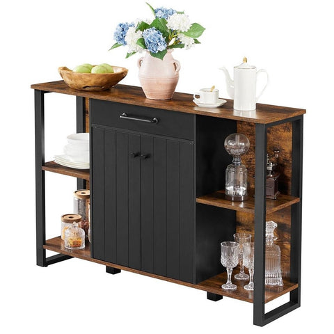 Farmhouse Rustic Wood Buffet Dining Sideboard Storage Cabinet