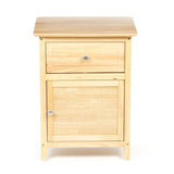Natural Wood Finish 1-Drawer Bedside Table Cabinet Nightstand