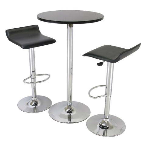 3 Piece Modern Dining Set with Bistro Table and Two Stools
