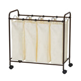 Farmhouse 4 Section Removeable Bag Wheeled Laundry Sorter Cart