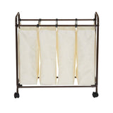 Farmhouse 4 Section Removeable Bag Wheeled Laundry Sorter Cart