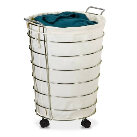 Stylish Laundry Hamper Cart with Wheels Casters and Removable Bag