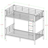 Twin over Twin Sturdy Steel Metal Bunk Bed in White Finish