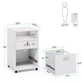White Rolling 2-Drawer Mobile File Cabinet Printer Stand Office Cart on Wheels