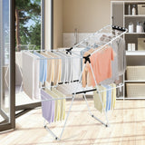 White 2 Level Foldable Clothes Drying Rack Adjustable Height