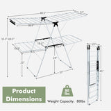 White 2 Level Foldable Clothes Drying Rack Adjustable Height