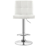 Set of 2 Modern Adjustable Height Bar Stool with White PU Leather Swivel Seat